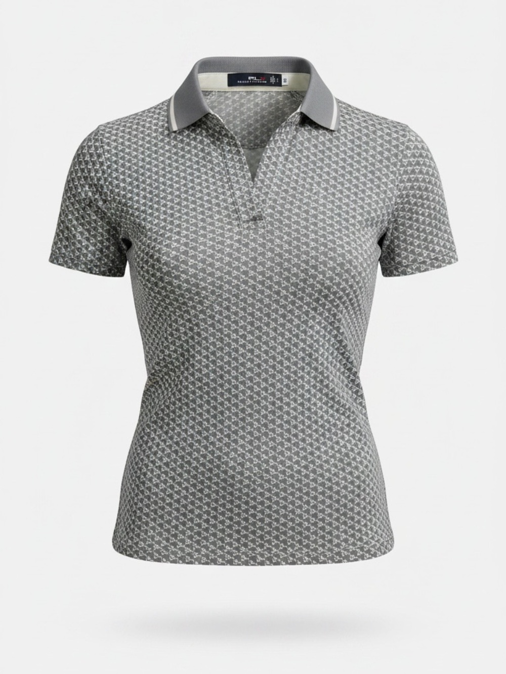 RLX Ralph Lauren Women’s Size Small Tailored Fit Polo Shirt gray white NWT $115